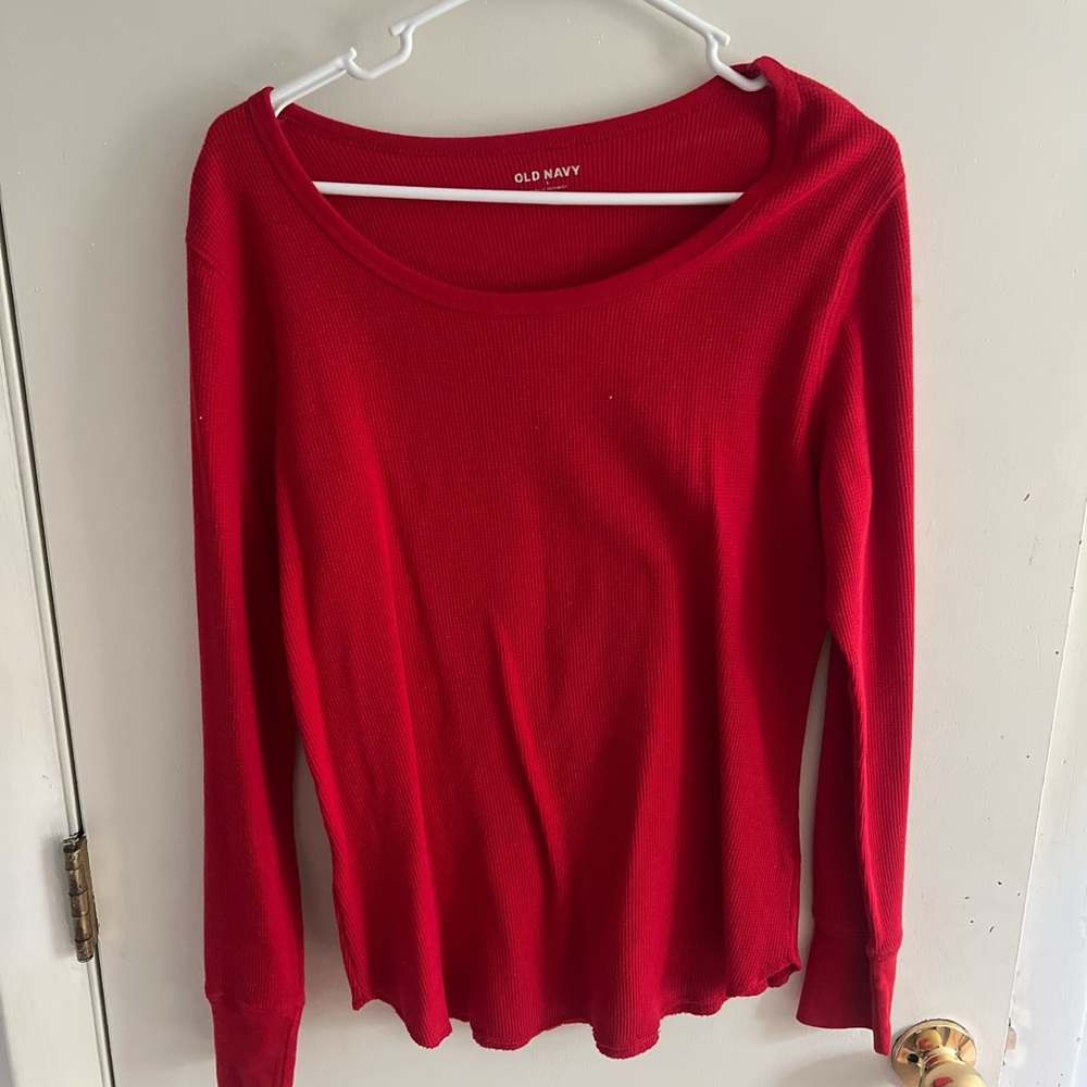 Old Navy Red Oversized Long Sleeve Shirt